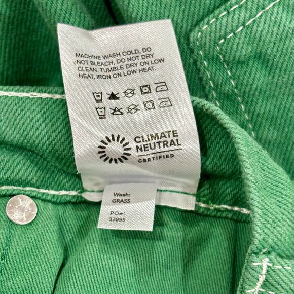 Reformation Size 25 Green Cowboy High Rise Straight Jeans Organic Cotton - Picture 7 of 7